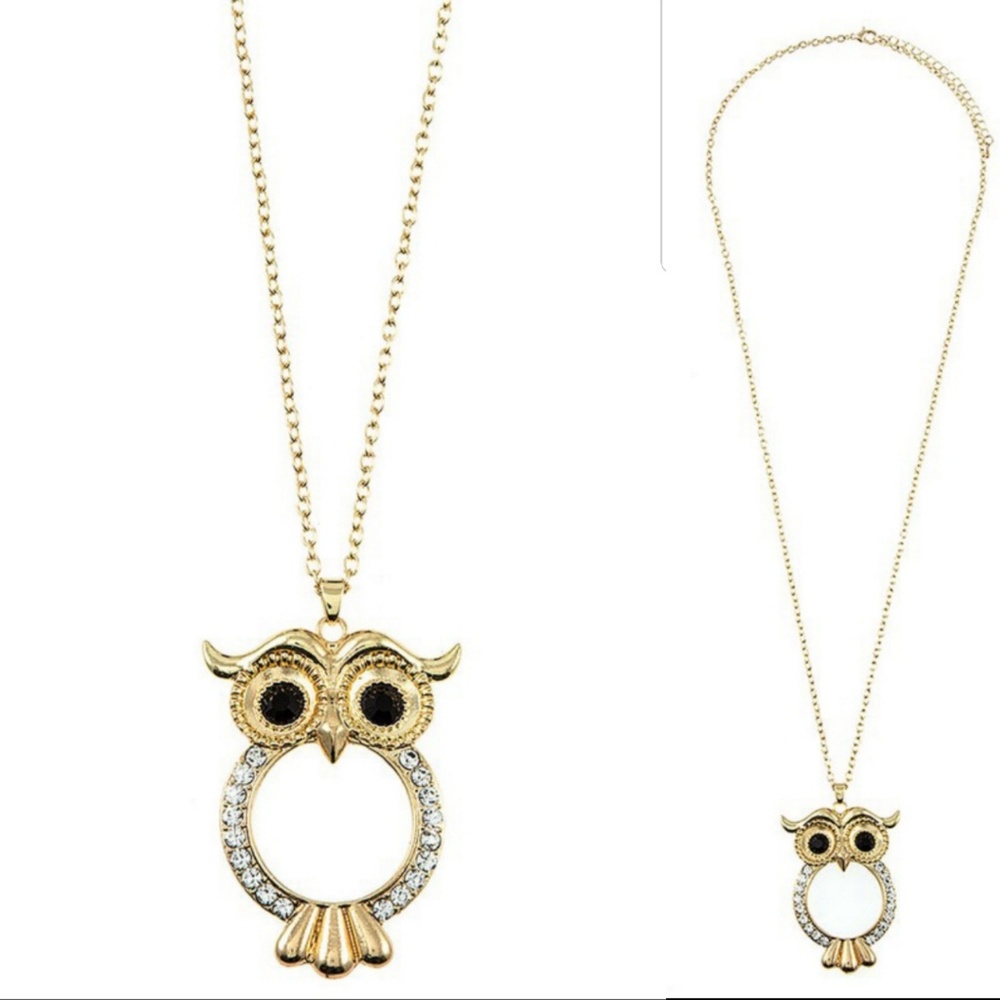 Rhinestone Owl Pendant Necklace